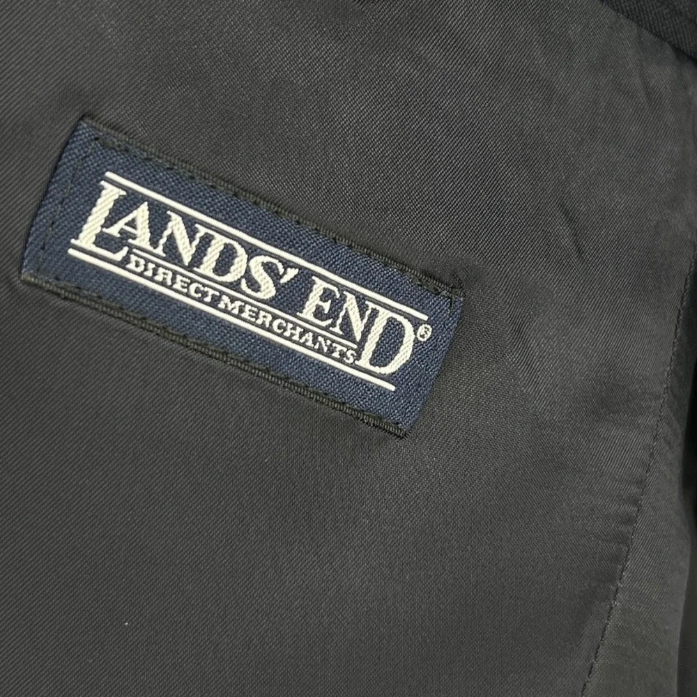Vtg Lands End Wool Blazer Mens 40R Navy Gold Buttons Sport Coat Preppy Ivy Money